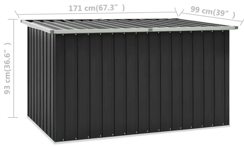 Caixa de arrumação para jardim 171x99x93 cm antracite