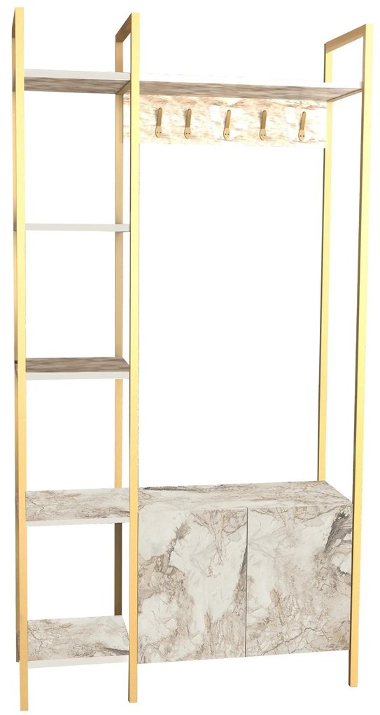 Hall Stand Doga – Branco e Dourado – 90x35x175 cm