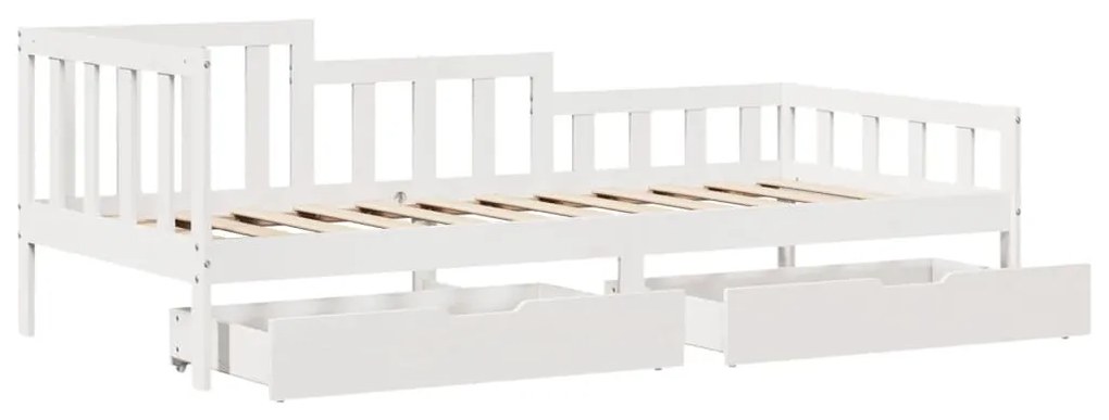 Sofá-cama c/ gavetas 90x200cm madeira de pinho maciça branco