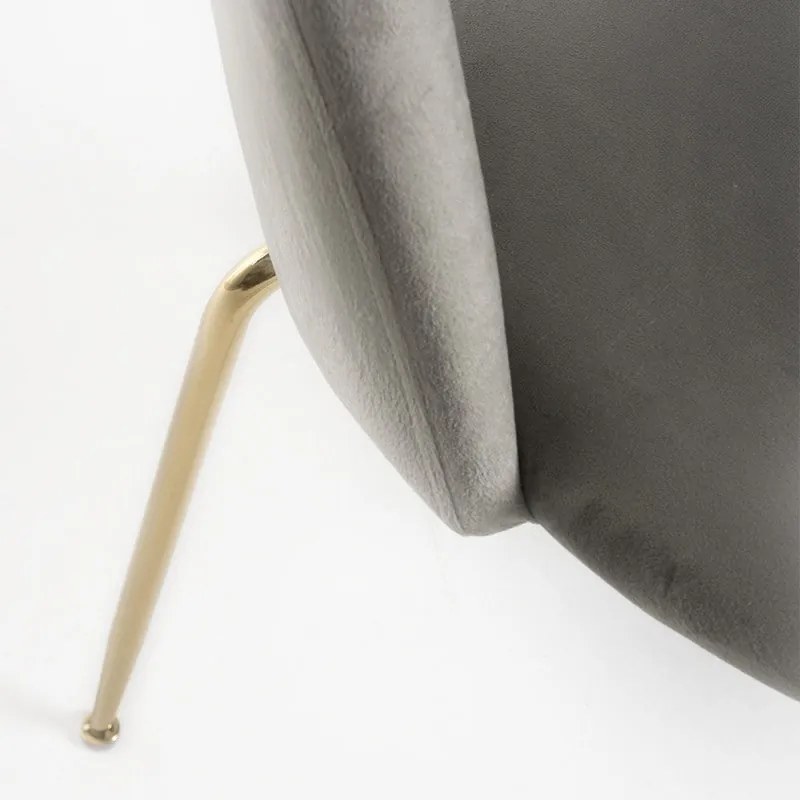 Conjunto de 2 Cadeiras Lille em Veludo Cinzento com Pernas Douradas -