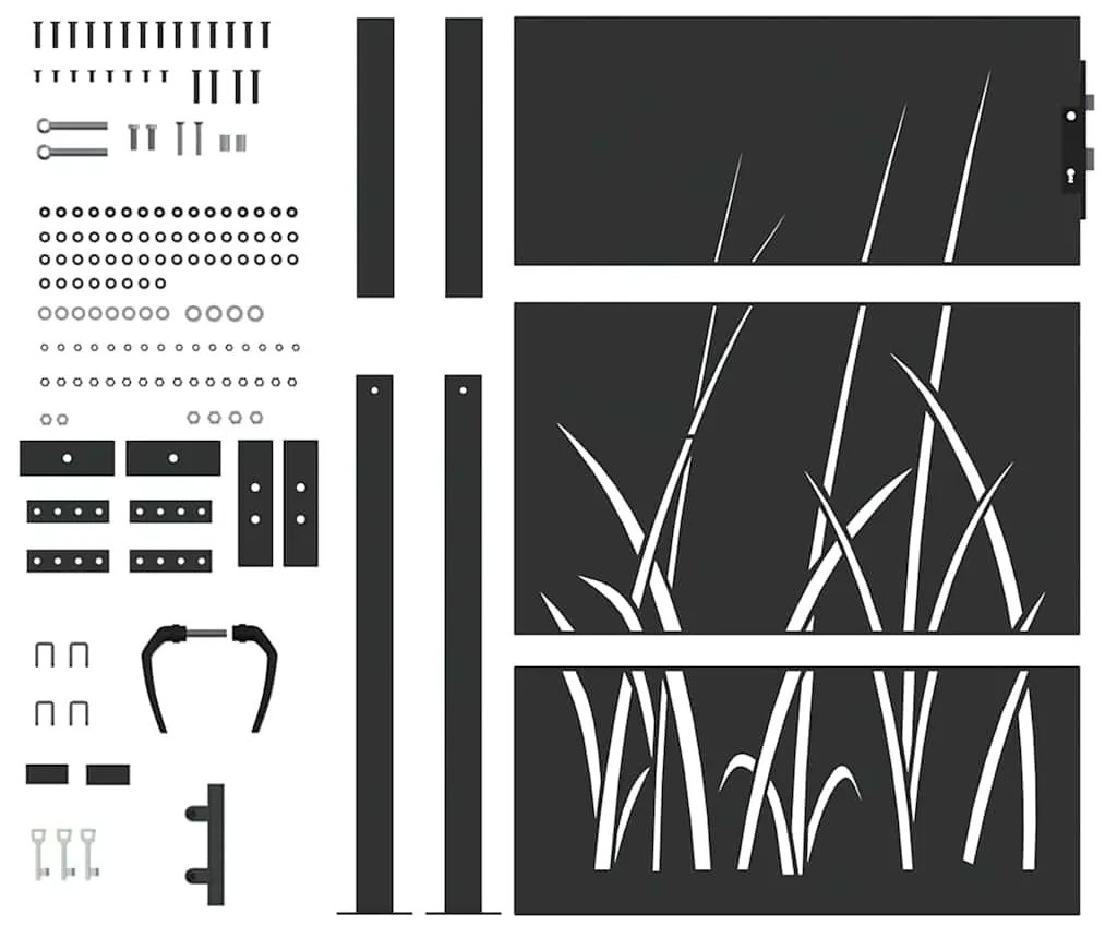 Portão de Jardim Preto 105 x 150 cm Aço com Revestimento em Pó