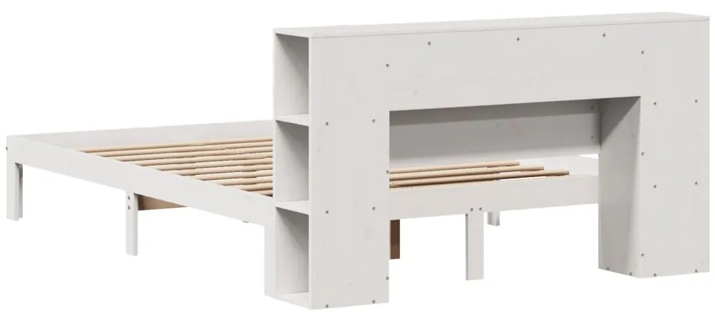 Cama com estante sem colchão 150x200 cm pinho maciço branco