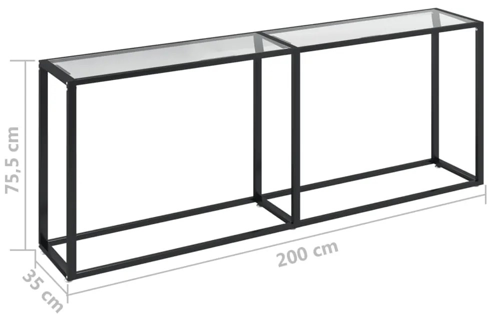 Mesa consola 200x35x75,5 cm vidro temperado transparente
