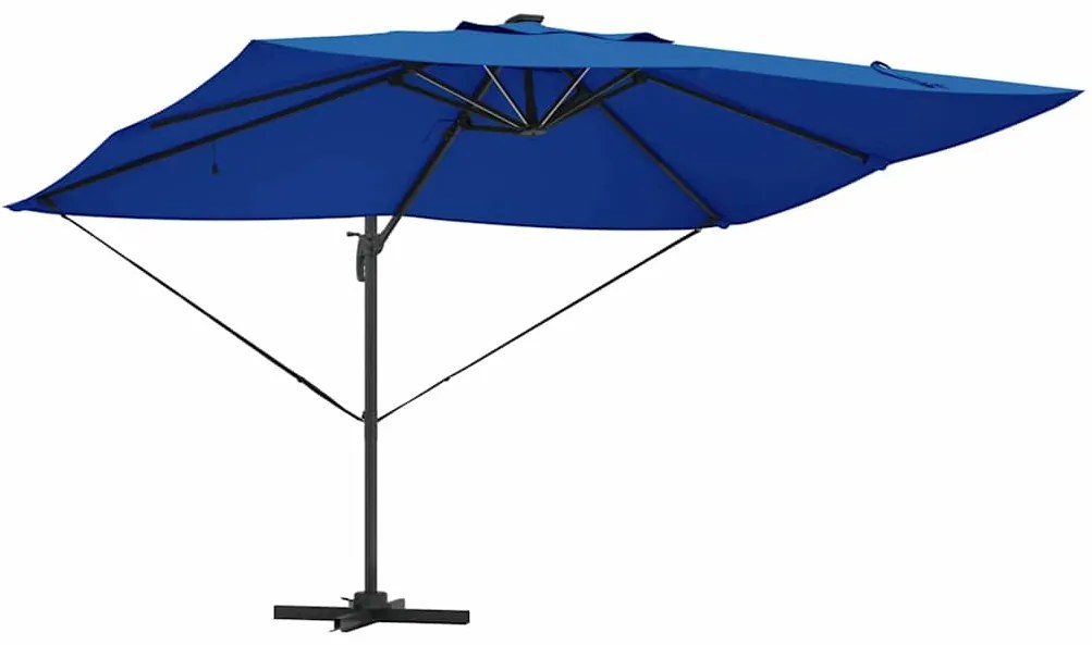 Guarda-sol Cantilever Roma da , com LEDs azuis, medindo 352x251x265 cm