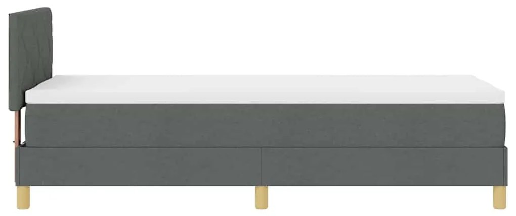 Cama Box com Colchão &amp; LED Cinza Escuro 80x200 cm Tecido