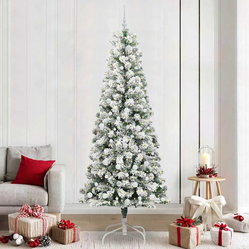 vidaXL Árvore de Natal Articulada Artificial Verde e Branco 240 cm