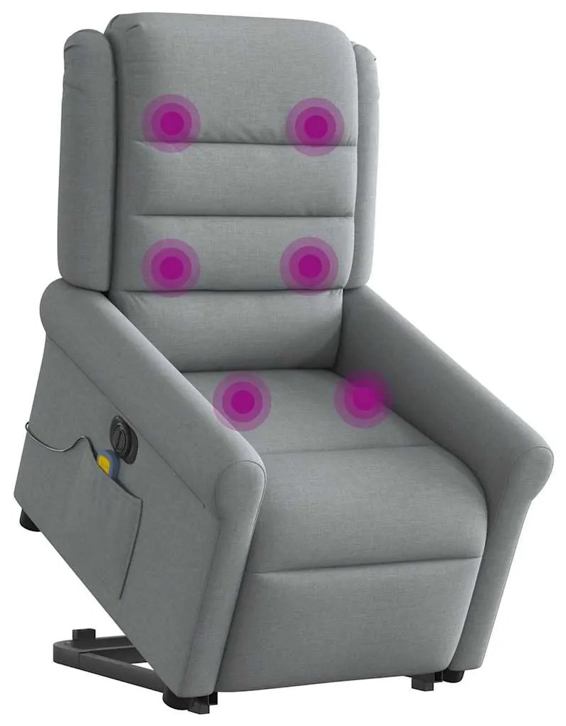 Poltrona elétrica reclinável massagens tecido cinzento-claro