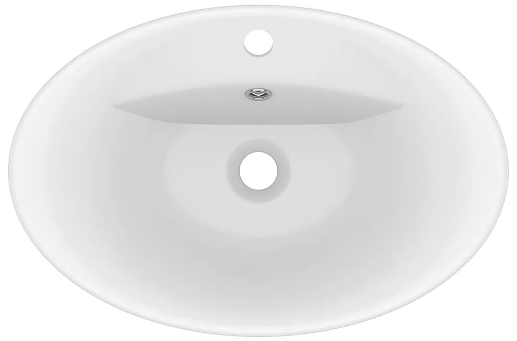 Lavatório luxuoso oval 58,5x39 cm cerâmica branco mate