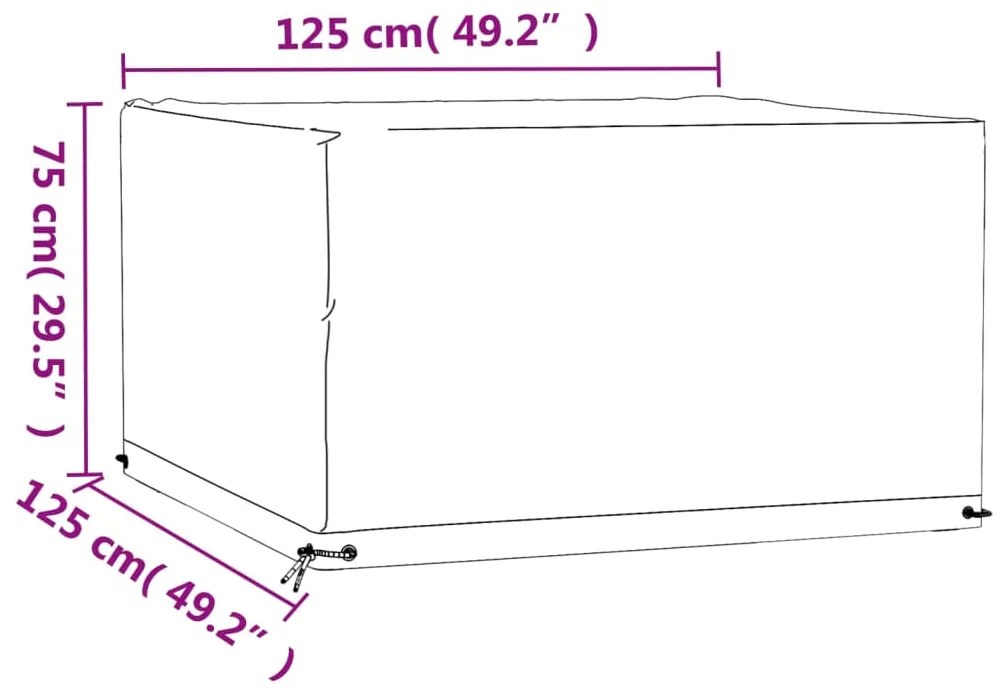 Capas p/ mobília de jardim 2 pcs 8 ilhós 125x125x75 cm quadrado