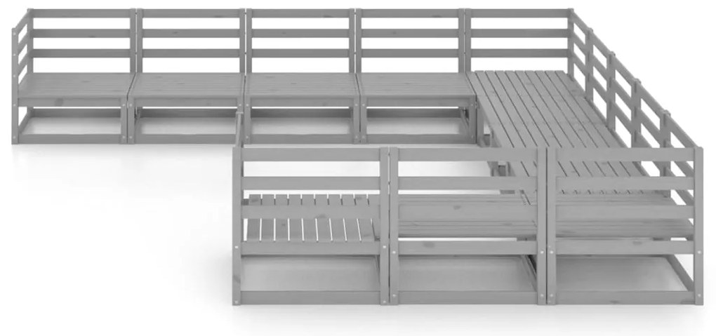 11 pcs conjunto lounge de jardim pinho maciço
