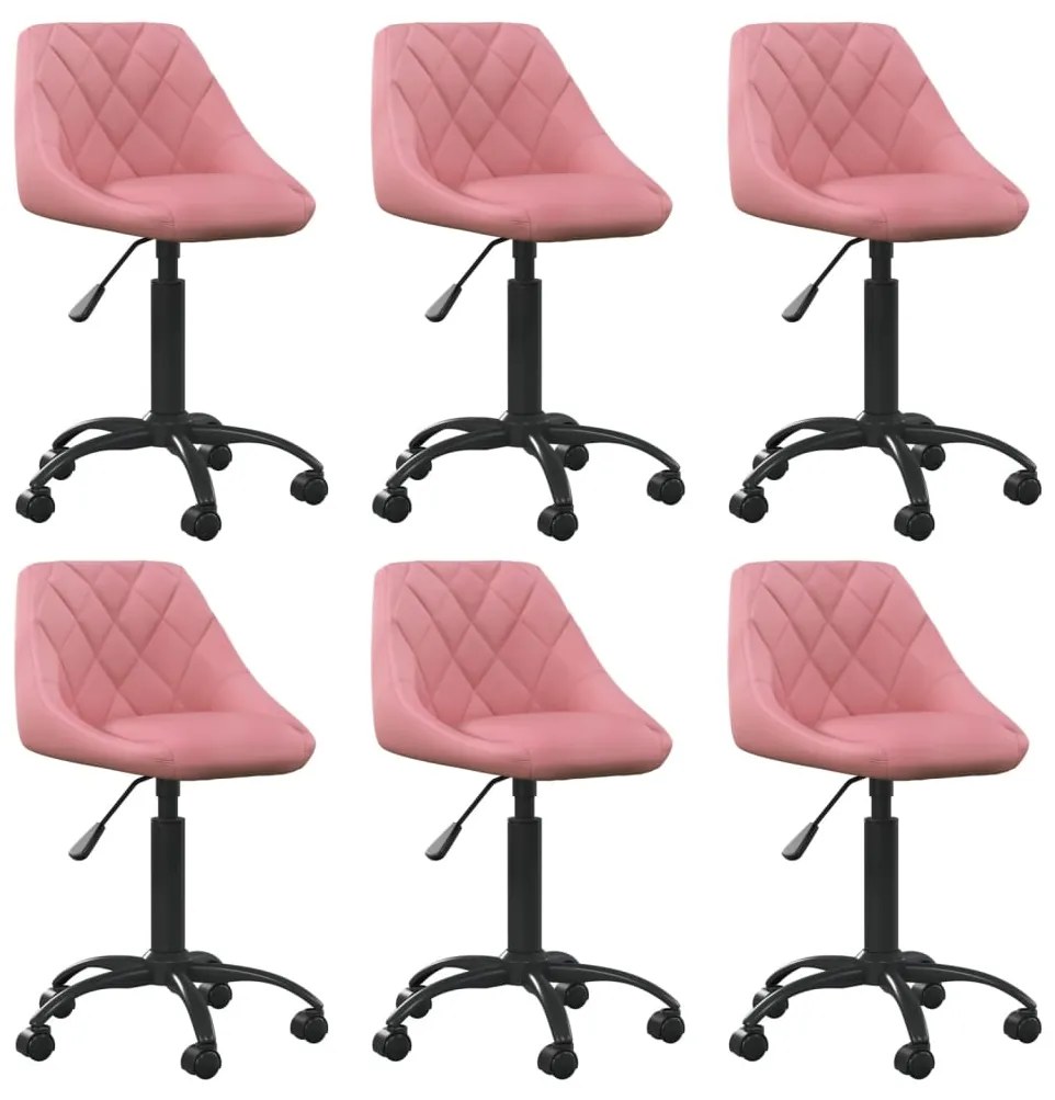 vidaXL Cadeiras de jantar giratórias 6 pcs veludo rosa