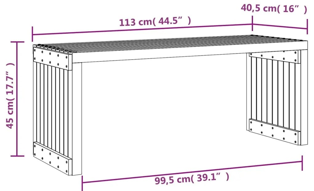 Banco de jardim extensível 212,5x40,5x45 cm pinho maciço branco