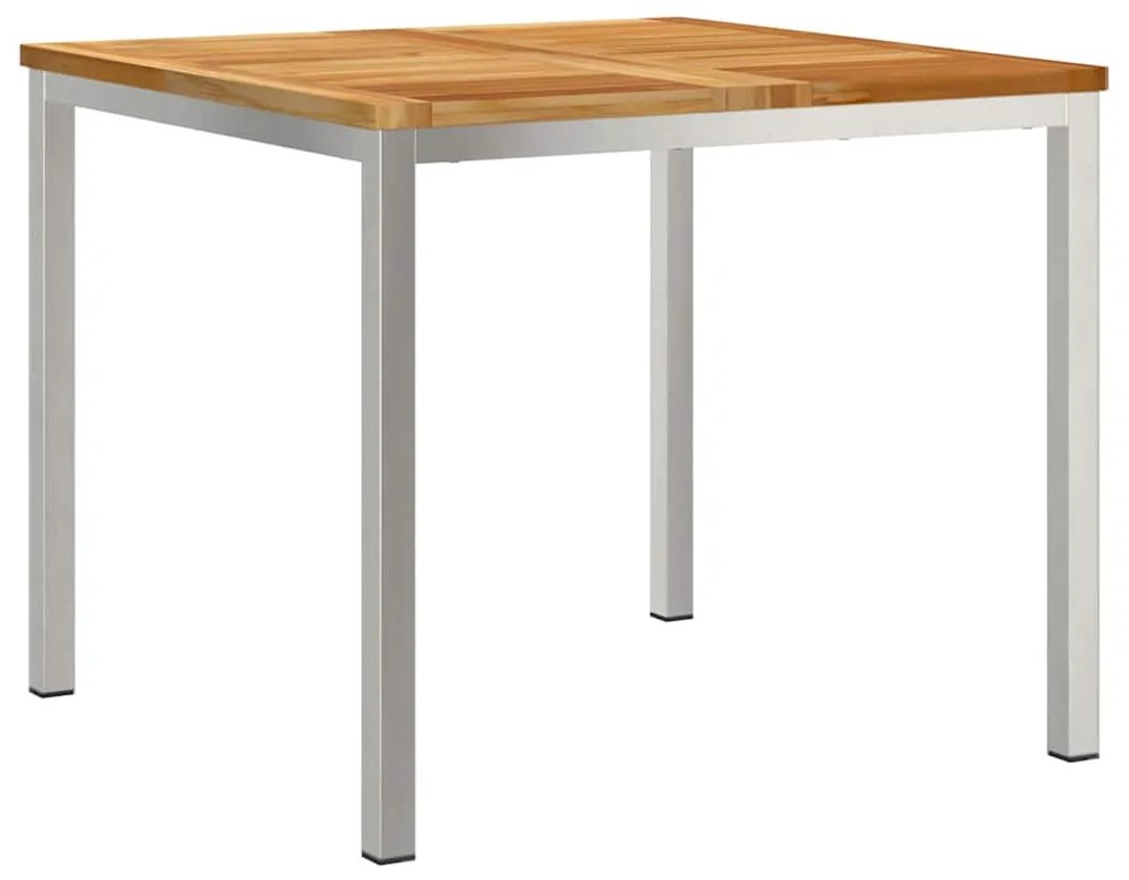 Conjunto de Jantar de Jardim com 5 Peças de Madeira de Teca e Aço Inox