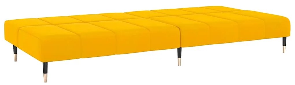 Sofá-cama de 2 lugares veludo amarelo