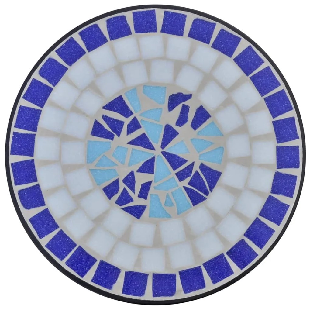Mesa de apoio para plantas em mosaico azul e branco