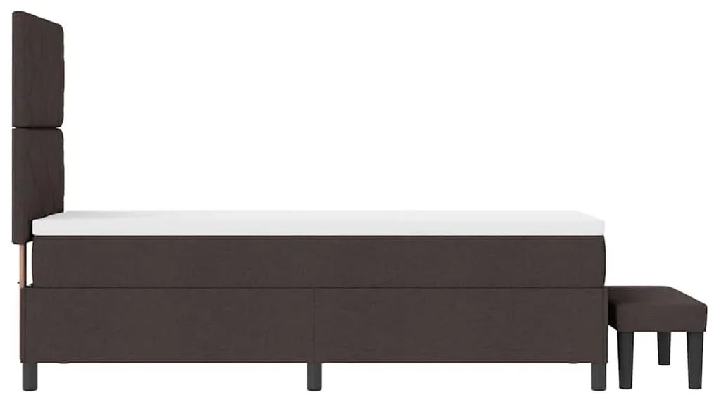 Cama Box com Colchão e Banco Castanho Escuro 80x200 cm Tecido