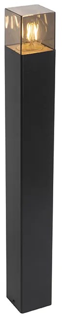 Candeeiro de pé exterior preto 70 cm IP44 com vidro fumê - Denmark