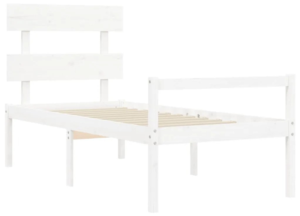 Cama para idosos com cabeceira 100x200 cm madeira maciça branco