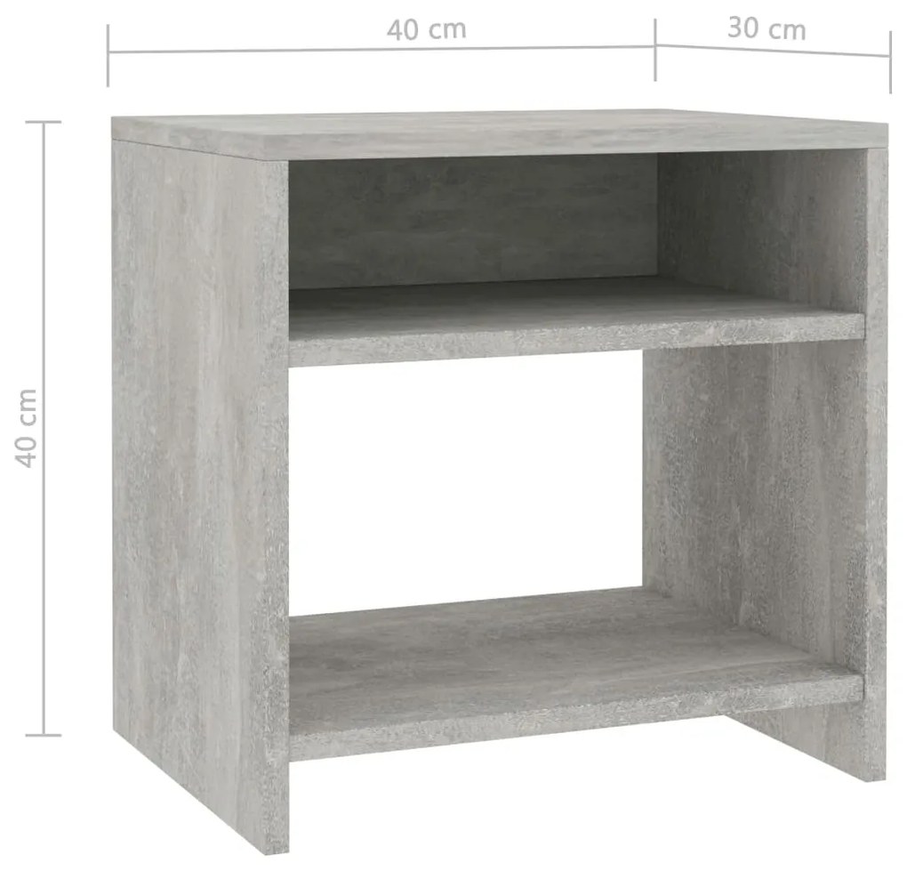 Mesa-de-cabeceira 40x30x40 cm aglomerado cinzento cimento