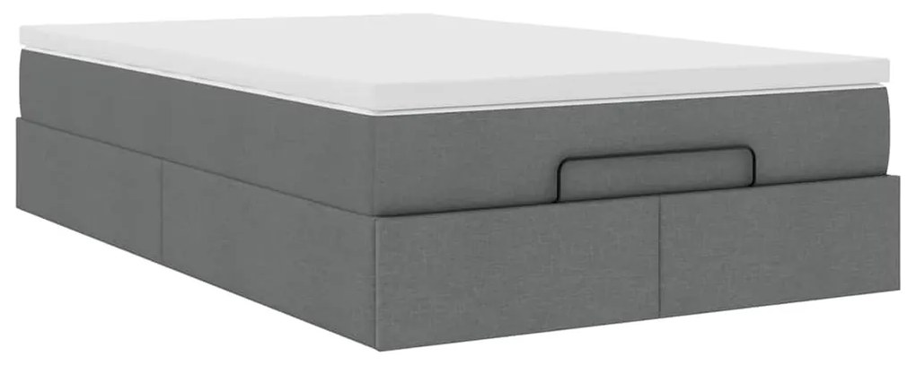 Estrutura cama otomana colchão 120x200cm tecido cinzento escuro
