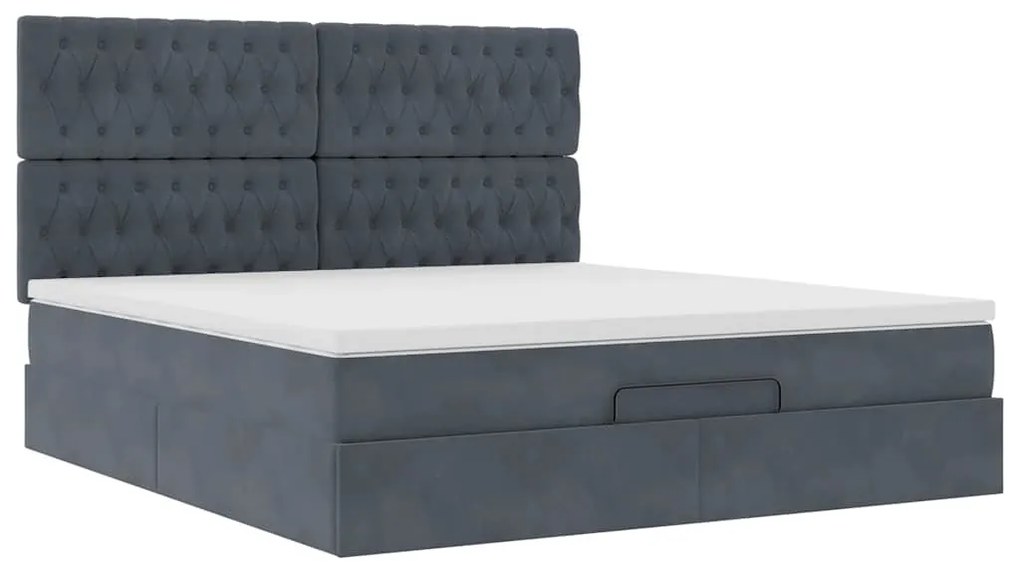 Estrutura cama otomana colchões 180x200 cm cinzento escuro