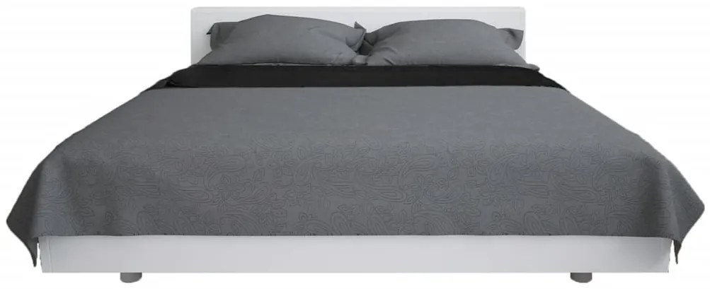 Colcha de dupla face acolchoada 220x240 cm cinzento e preto
