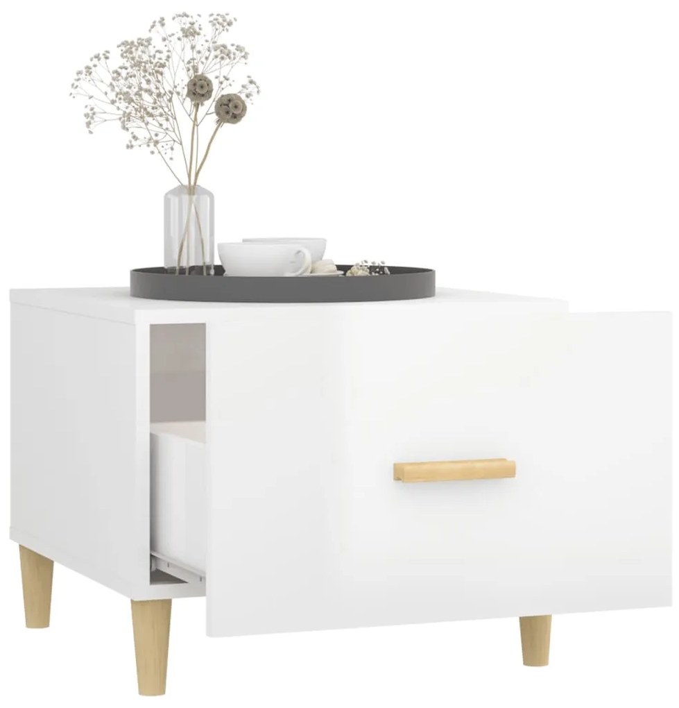 Mesas de centro 2 pcs 50x50x40 cm branco brilhante