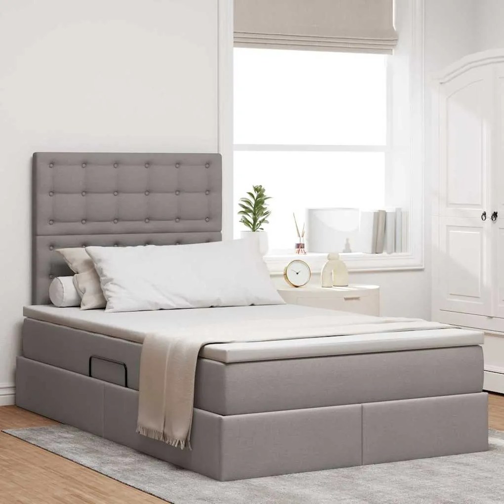 vidaXL Cama com arrumação e LED Cinzento-acastanhado 120 x 190 cm
