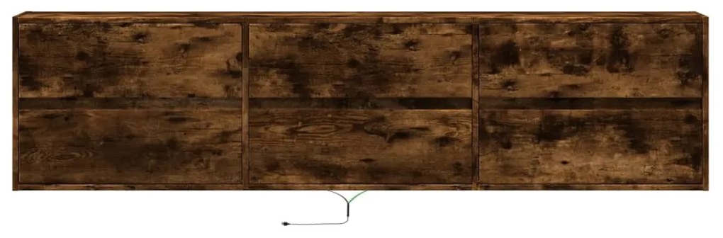 Móvel de parede p/ TV c/ luzes LED 180x31x45 cm carvalho fumado