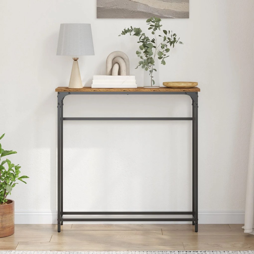 Mesa de Consola vidaXL Madeira Velha 75x19,5x75 cm Madeira Envernizada