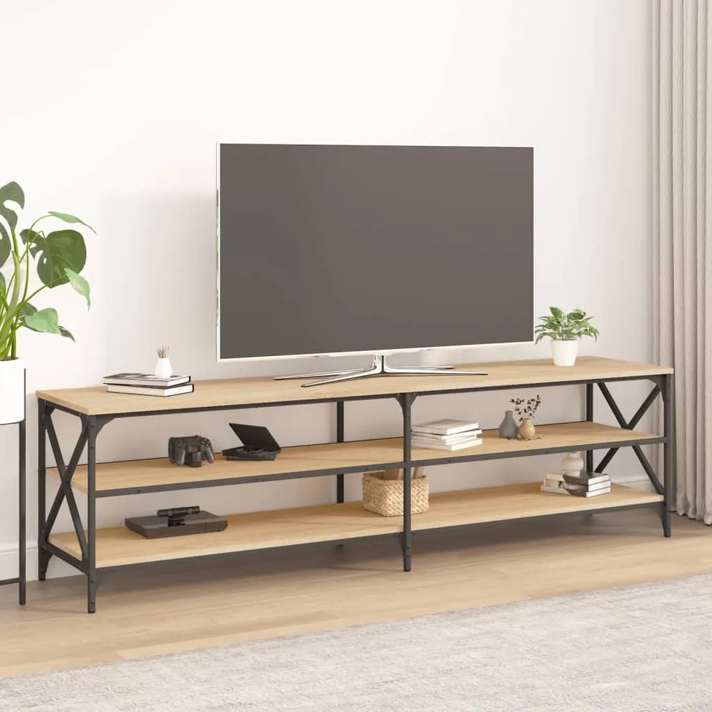vidaXL Móvel de TV 180x40x50 cm derivados de madeira carvalho sonoma