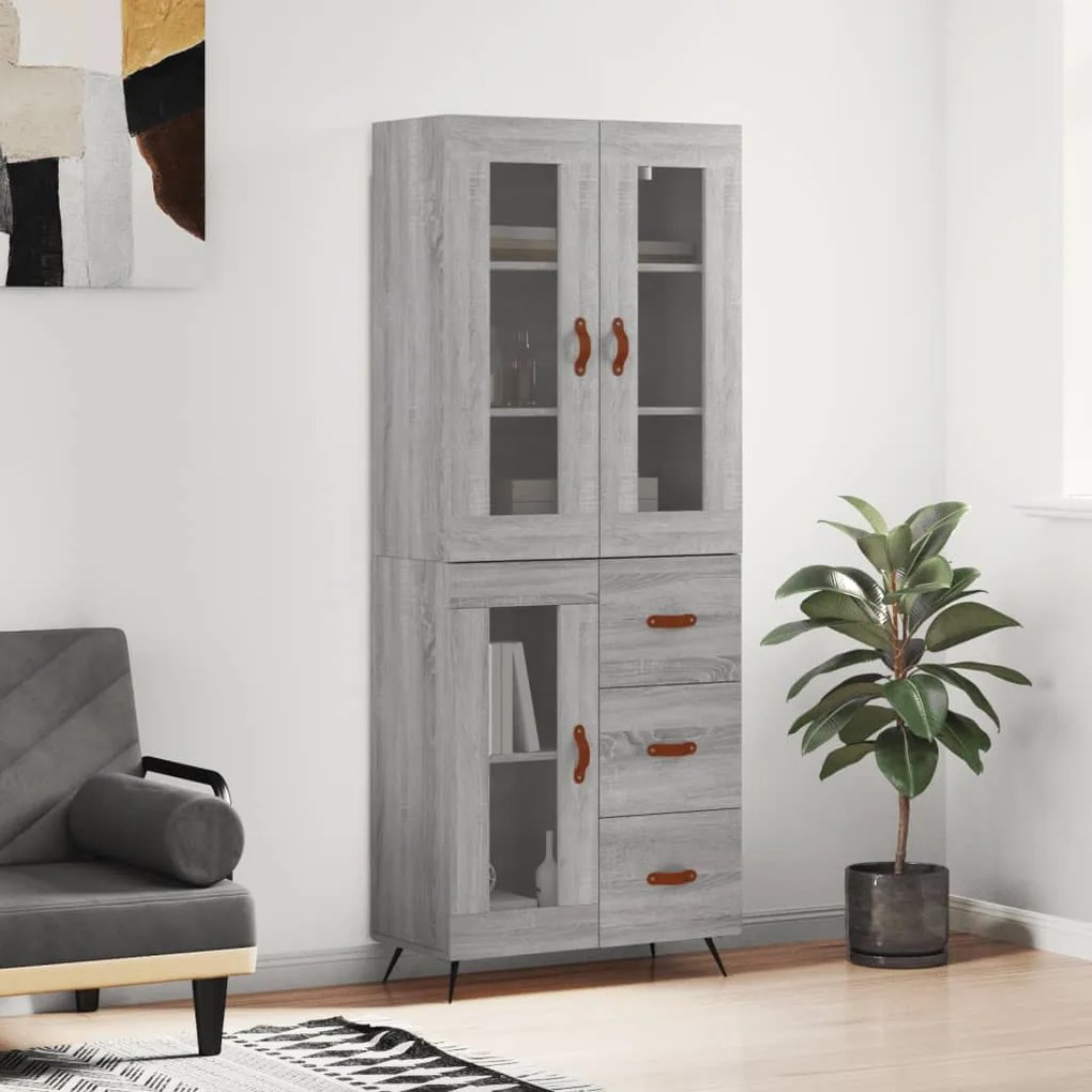 Armário alto 69,5x34x180 cm derivados de madeira sonoma cinza