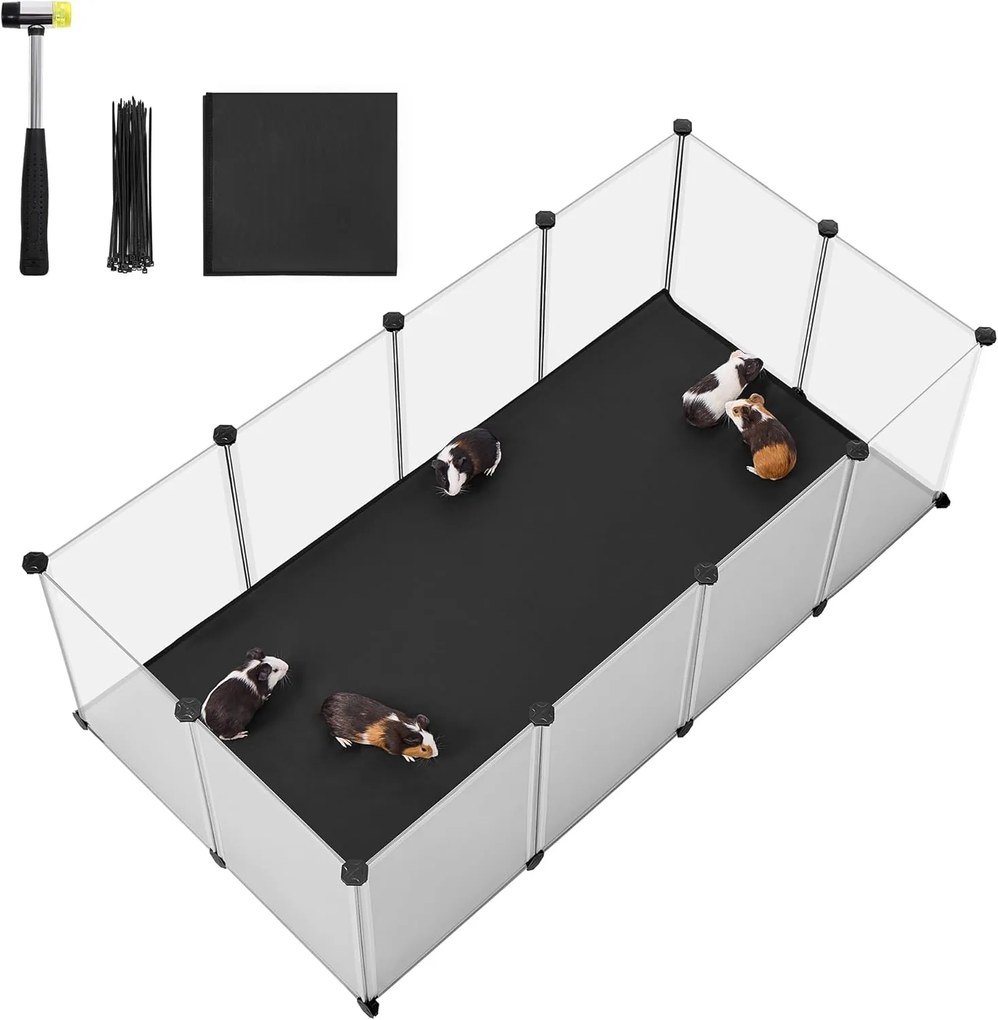 Cercado para animais de estimação com piso removível. | SONGMICS | 143 x 73 x 46 cm | branco | LPC012W01.