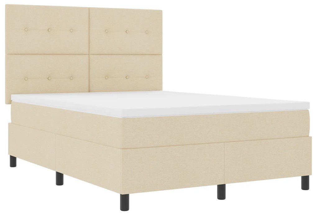 Cama Box Spring com Colchão Creme 140x200 cm Tecido