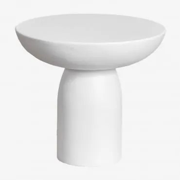 Mesa Auxiliar Redonda Ø50 Cm Em Cimento Zenadia Branco - Sklum