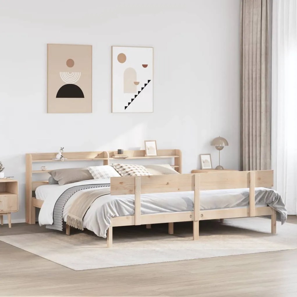 vidaXL Cama sem colchão 200x200 cm madeira de pinho maciça