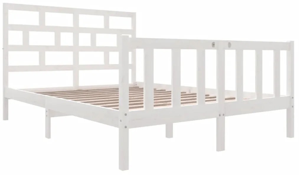 Estrutura de cama 140x200 cm madeira de pinho maciça branco