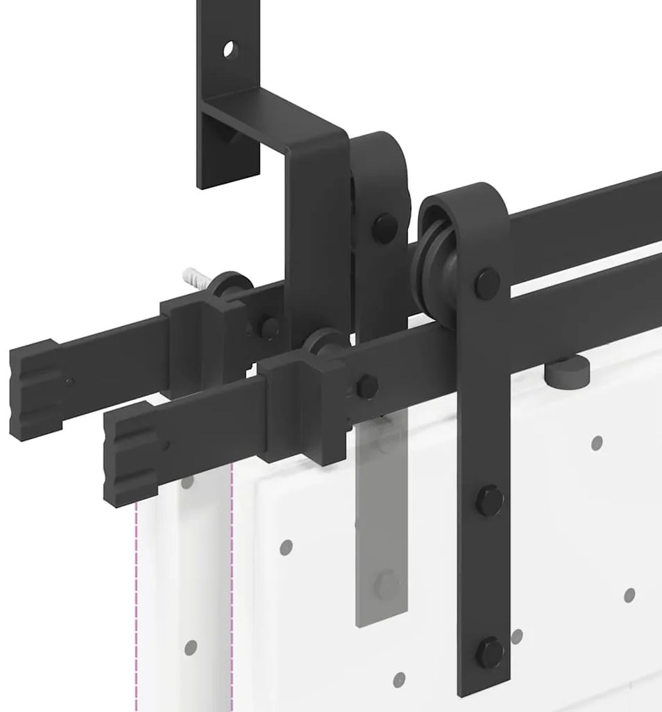 Kit de ferragens para porta deslizante 305 cm aço preto