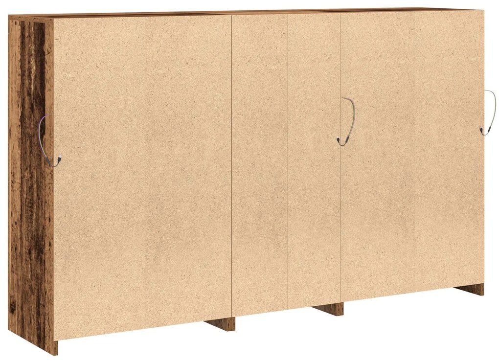 Buffet Lateral com Luzes LED Madeira Antiga 162x37x100 cm Madeira Recu