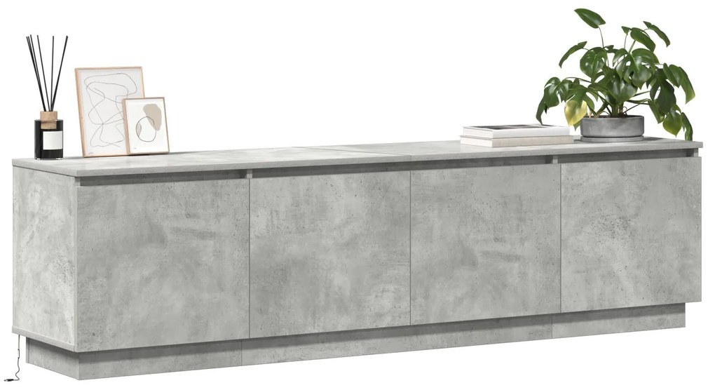 Gabinete de TV com LED Cinza Concreto 180x38x49 cm Madeira de Engenhar