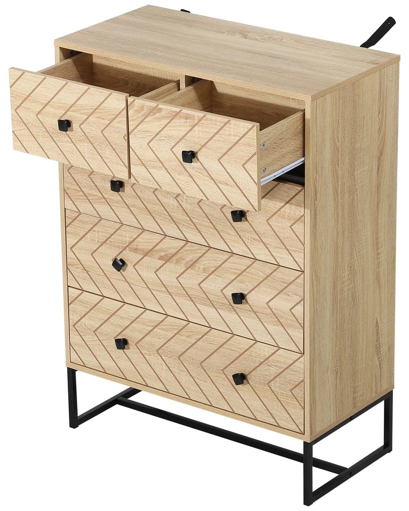 Armário auxiliar Cômoda 5 Gavetas Organizador de Mesa de Cabeceira Armazenamento de Escritório 80x39.5x110cm