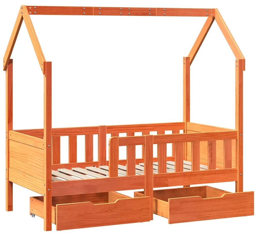 Estrutura de cama infantil c/ gavetas 80x170 cm pinho maciço