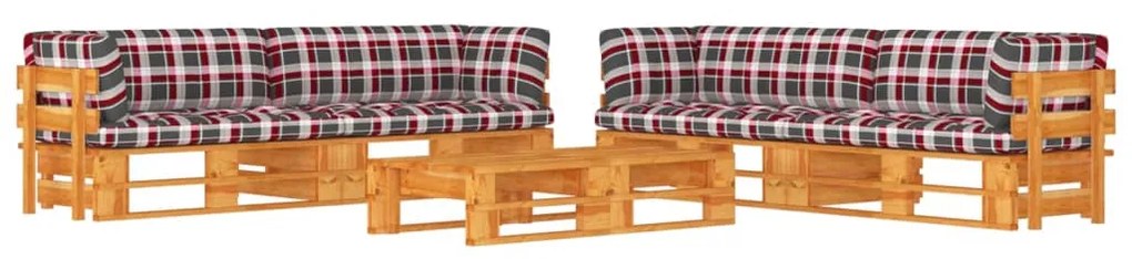 vidaXL 6 pcs conjunto lounge paletes pinho impregnado castanho mel