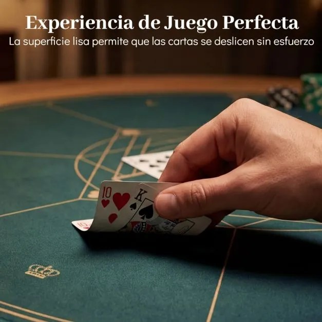 Tapete de póquer redondo 100 cm para Texas Hold'em com base em borracha antiderrapante, dobrável, com bolsa de transporte para 8 jogadores, verde