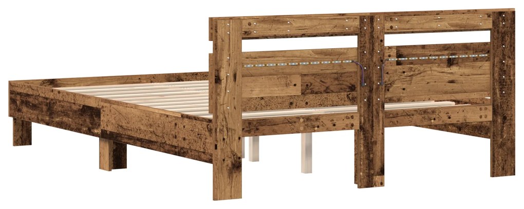 Estrutura de Cama de Madeira Madeira Recuperada 140 x 190 cm