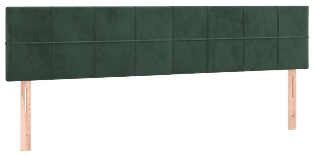 Cama box spring c/ colchão/LED 200x200 cm veludo verde-escuro