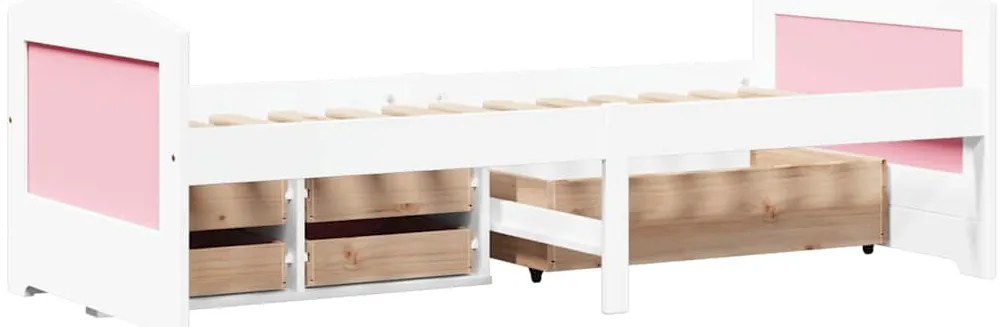 Sofá-cama com 5 gavetas sem colchão 90x200 cm IRUN branco&rosa