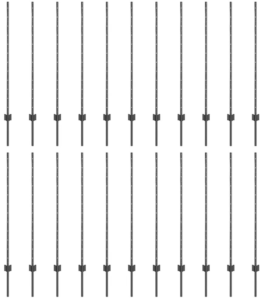 Postes de Cerca Prateados 44 pcs Cinzeto Altura de 150cm Metal