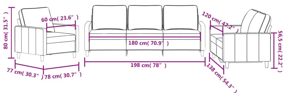 3 pcs conjunto de sofás com almofadões veludo cinzento-escuro