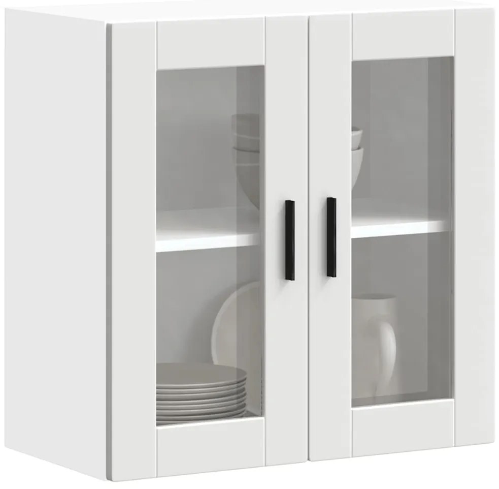 vidaXL Armário de parede de cozinha com porta de vidro Porto branco